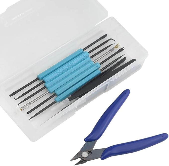 Professional Solder Assist Tool Solder Auxiliary Tool Double Sided Aid Repair Soldering kit with Wire Cutter for Soldering and Desoldering (12 Pieces)