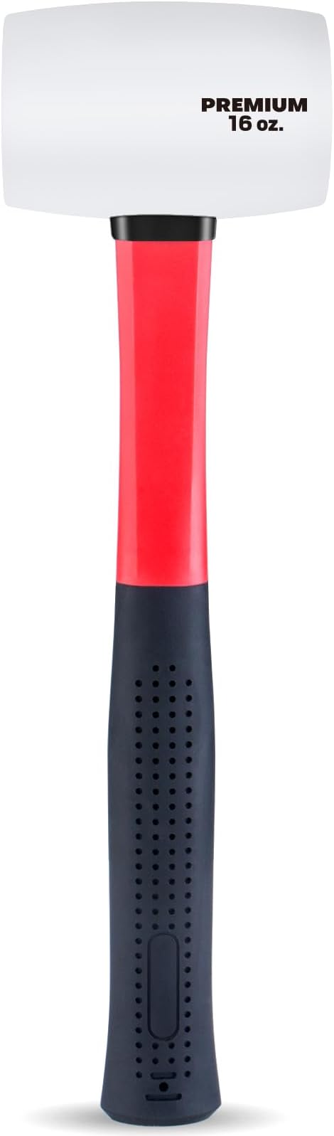 EFFICERE 16 oz. Premium White Rubber Mallet Hammer | All Natural and Eco-Friendly White Rubber Head, Durable Fiberglass Handle | Deliver Soft, Non-Marring and Non-Marking Strikes for Delicate Surfaces