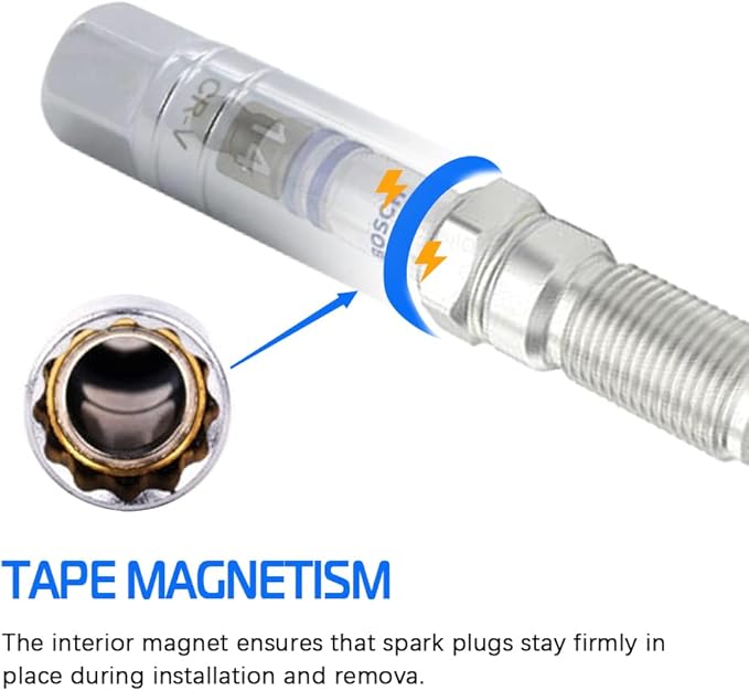 14mm Thin Wall Magnetic Spark Plug Socket 3/8 Inch Drive 12-Point Spark Plug Socket Compatible with Motorcycle, Car, SUV, BMW, Nissan, Mini, Mercedes