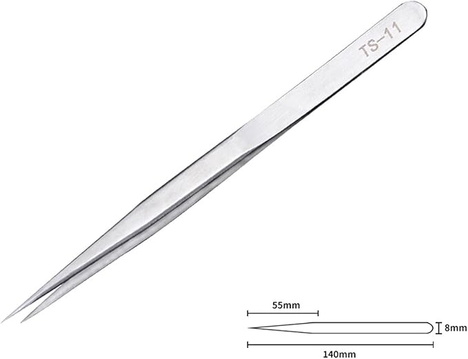 6 Stainless Fine Tip Tweezers Industrial for Electronics Laboratory Work Jewelry-Making Craft, Soldering Multiple Usage