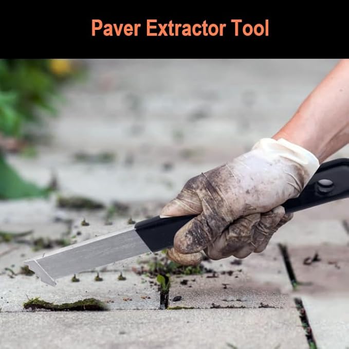 2 Pcs Paver Removal Tool, Paver Removal Tool with Dual Joint Scraper, Micro Toothed Grooves and Non-Slip Rubber Grip for Lawn, Garden, Brick, Patios, Blocks and Pavers Replacement