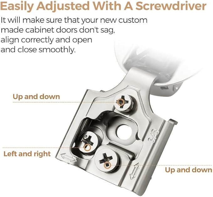 Ravinte 3/8 Inch Overlay Cabinet Hinges - 10 Pack (5 Pairs) Soft Close Hidden Door Hinges for Kitchen - Stainless Steel Adjustable Hardware, Satin Nickel