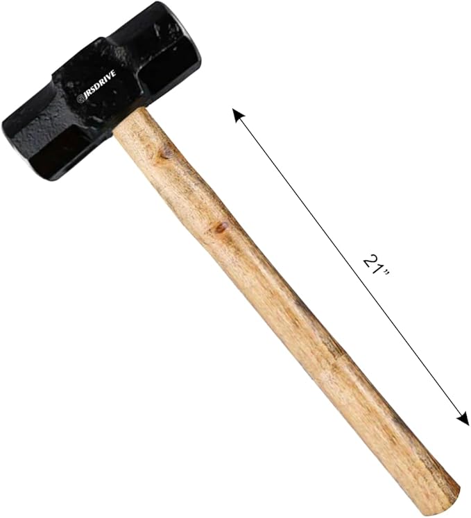 Sledge Hammer 8 lb Wooden Hammer length with 21Inch Polished Hitting Face Metalworking Tools for Home Improvement, Automotive, Industrial, and Construction E-3006