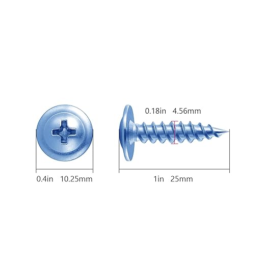 (200 pcs) Wensilon #10횞1" Phillips Truss Head Wood Screws Galvanized Iron Quick Metal Self Tapping