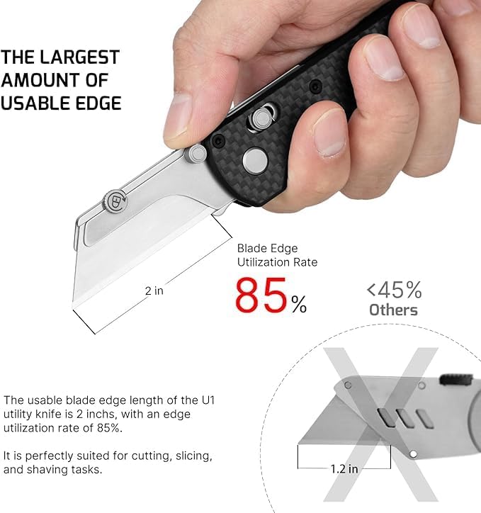 OKNIFE Otacle U1 Folding Utility Knife, Quick Change Box Cutter with Rail Lock, EDC Razor Knife with Pocket Clip for Office, Factory (Green Micarta)