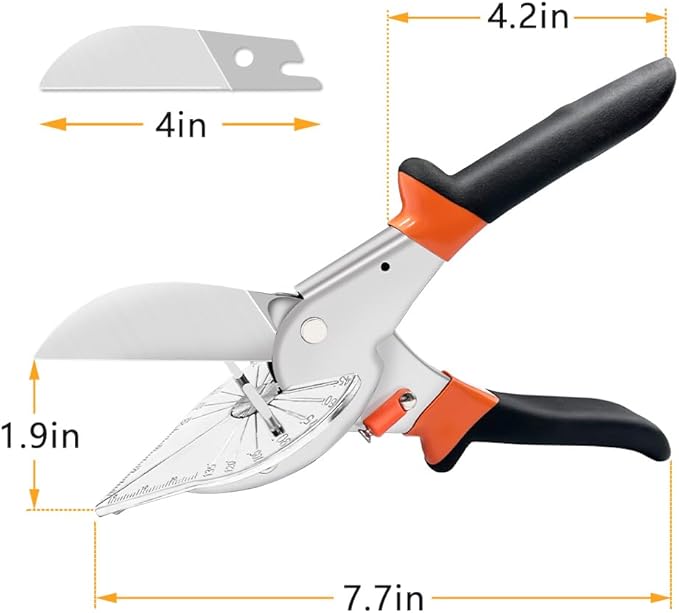 BELLOYON Multi Angle Miter Shear Cutter, Hand Tools for Cutting Soft Wood, Plastic, Moulding Trim, Quarter Round Cutter, Adjustable at 45 To 135 Degree With 2 Spare Blades