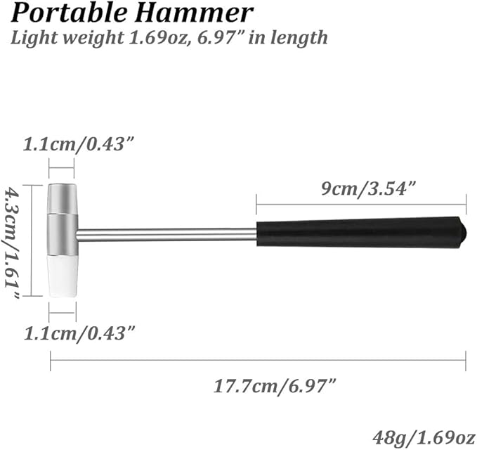 Dual Head Small Hammers for Small Project and Home Project, Black Plastic Grip, Jewelry Mallet, Mini Mallet for Repairing Watch, Tuning, Woodworking, Handcraft, Leather, 2 Pcs