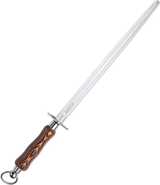 Honing Steel 10 inch Professional Knife Sharpener, High Carbon Steel, Fine Lines, High hardness, Knife Sharpening Steel Honing Rod