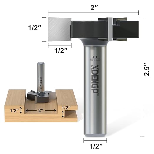 CNC Spoilboard Surfacing Planer Router Bit 1/2 Inch Shank, 2-Inch Cutting Diameter, Slab Flattening Bottom Cleaning Wood Planing Leveling Router Face Mill Carbide Tipped Bit ( 3 Wings )