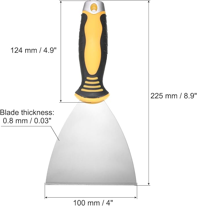 uxcell Putty Knife 4" High Carbon Steel Paint Scraper Flexible Drywall Repair Mud Knife for Removing Cement Wallpaper Mud Adhesive Taping with Metal Hammer End
