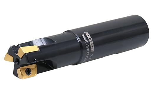 Accusize Industrial Tools 3/4" 90째 Square Shoulder Indexable End Mill w/ 10 add'l APKT11T308 Inserts, 3/4" Shank, 3-1/2" OAL, 0.433" ap, 3 Flutes, APKT11T308, Carbide Inserts, 0056-0917+0056-1130