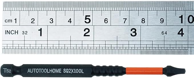 AUTOTOOLHOME 10 Pack #2 Square Driver Bit 4 inch Long Square Impact Drill Bit for Pocket Hole Jig System SQ2 Bits