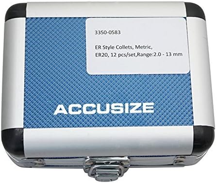 Accusize Industrial Tools Metric Er20 Collet 2mm to 13 mm by 1 mm Er-20 Collet 12 Pc, 3350-0583