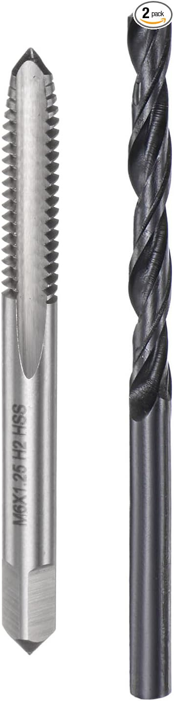 uxcell Metric Tap and Drill Bit Set, M6 x 1.25 Thread Tap & 4.7mm Black Oxide Twist Drill Bit, Straight Flute Tap Tapping Threading Repair Tool Kit