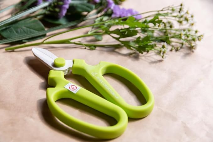 Japanese Florist Scissors ??Professional Ultra Sharp Flower Shears Made in JAPAN for Floral Design & Gardening SAKAGEN HAND CREATION F-170 (Moss Green)