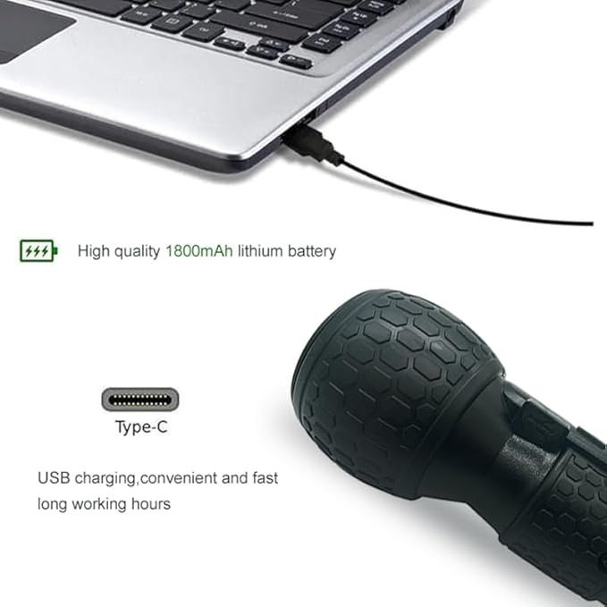3.6V Cordless Electric Screwdriver Rechargeable portable Mini Rotary Home Gadget竊똀utomatic Manual all in one with LED Light and USB-C Charging Cable BLACK