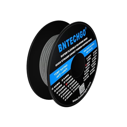 BNTECHGO 14 Gauge Silicone Wire Spool 50 ft Gray Flexible 14 AWG Stranded Tinned Copper Wire
