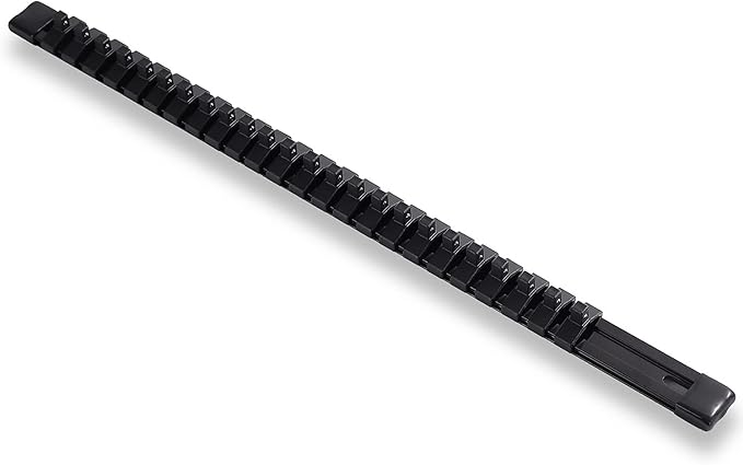 ALOANES 1/4-Inch Drive Aluminum Alloy Socket Organizer, Heavy Duty Socket Racks, Socket Holder Kit for Toolbox Drawer Fit 1/4-Inch x 24 Clips (Black)