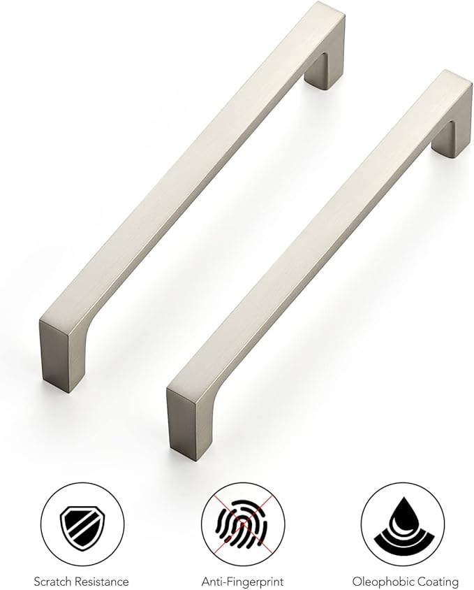 Ravinte 5 Pack Solid 5 Inch Kitchen Square Cabinet Handles Brushed Nickel Pulls Drawer Pulls Kitchen Cabinet Hardware Handles