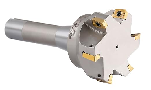 Accusize Industrial Tools 3 inch Cutting Diameter x 6-1/4'' Oal 90 Degree R8 Shank Indexable End Mill with 6 Apkt1604 Carbide Inserts, 0028-6908