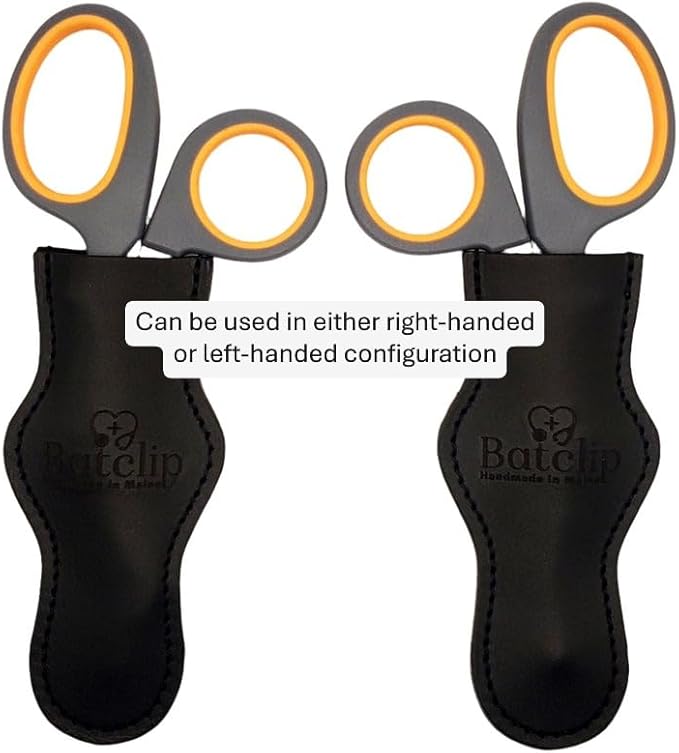 Custom Personalized BATCLIP SHEARS ??Handmade Leather EMT Shears Holster | Custom Engraved | Belt or Vest Clip | Left or Right-Handed | Titanium Shears Included | Made in Maine (Brown)