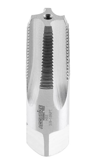 Accusize Industrial Tools 3/8'' to 18 H.S.S. Taper Pipe Tap-Npt, 2-9/16'' Oal, 1-1/16'' Thread Length, 4 Flutes, American Standard, NPT-38