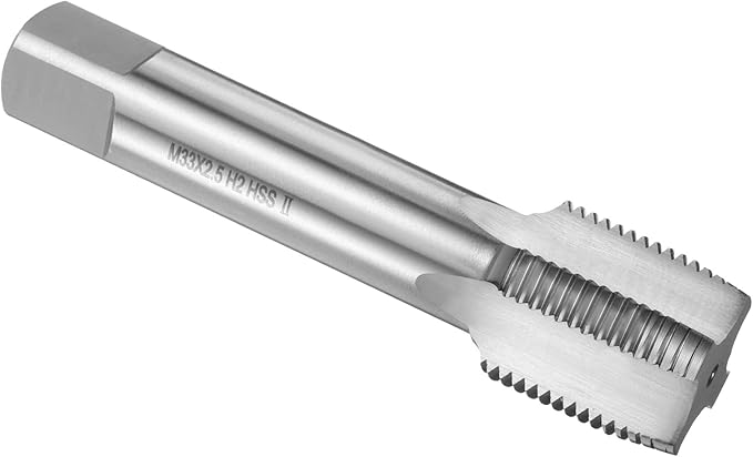 uxcell Hand Plug Tap M33 x 2.5 H2 Metric Thread Plug Style Taps Straight Flute Screw Tapping Threading Tool High Speed Steel HSS6542