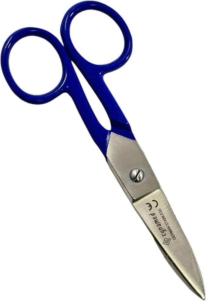 Electrical Wire Cutting and Stripping Scissors 5.25" Length | Electrician Electrical Repair Scissors | German Stainless Steel (1 Each - Blue)