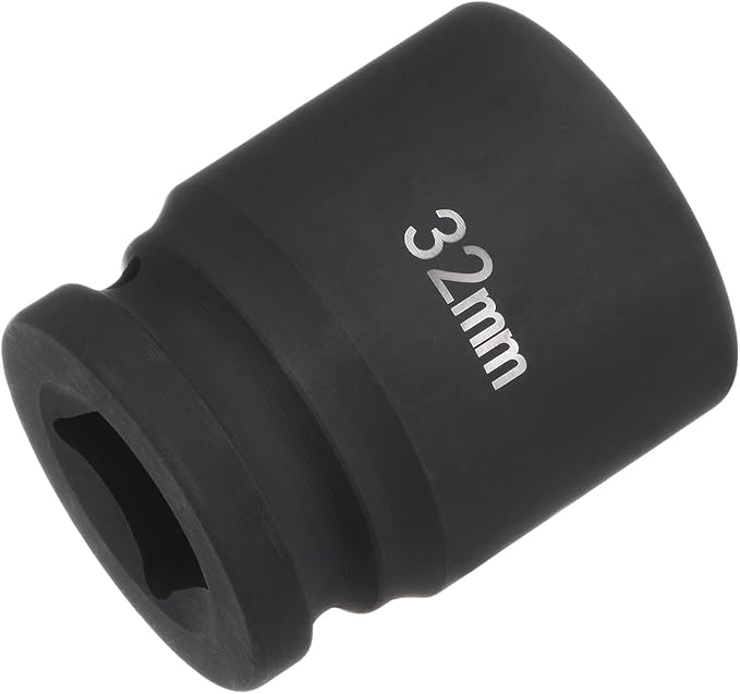 HARFINGTON 6-Point Impact Socket 3/4" Drive 32mm Metric 40Cr Alloy Steel Spindle Axle Nut Impact Socket