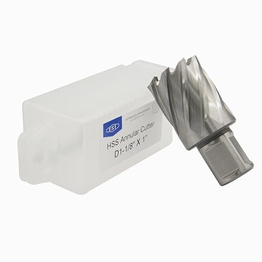 EST HSS M2AL Annular Cutter 1" DOC with 3/4" Weldon Shank for Magnetic Drill Press (D1-1/8" X 1")