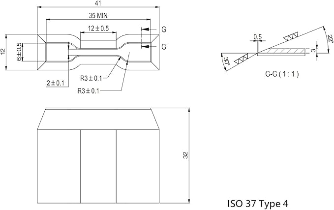 Dumbbell and Straight Section Shape Cutter for ASTM/ISO/JIS Standards for Rubber Specimen Test utilizing Tensile Testing Machine Made by Wire-Cut EDM and Quenching (ISO 37 - Type 4)