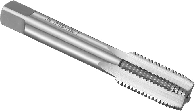 uxcell Hand Plug Tap 3/4"-12 BSF 2B Thread Plug Style Taps Straight Flute Screw Tapping Threading Tool High Speed Steel HSS6542