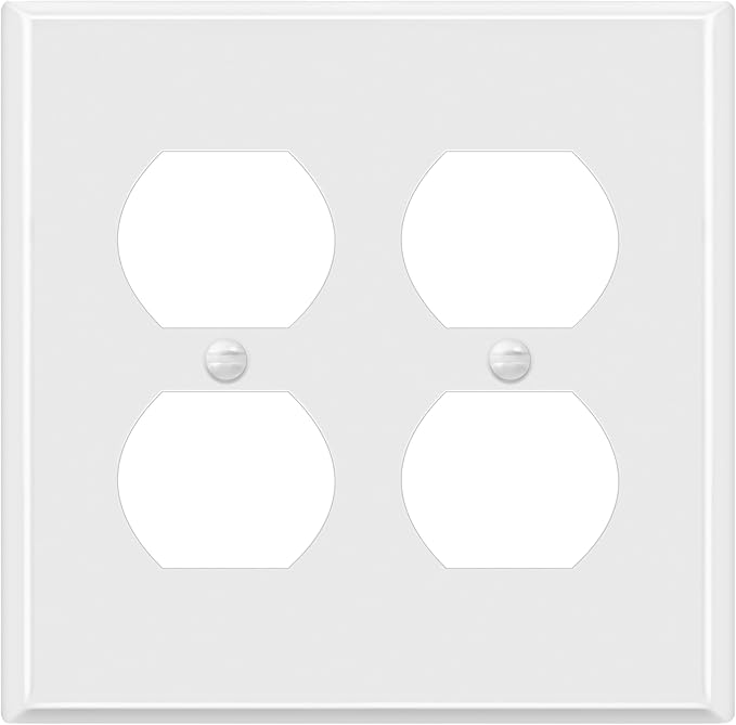 ENERLITES Double Duplex Receptacle Metal Wall Plate, Corrosion Resistant, Standard Size 2-Gang 4.50" x 4.57", Powder Coated Stamped Steel, 7722-WG, White Gloss