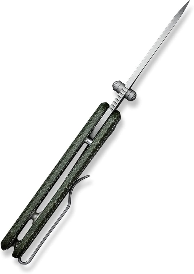 CIVIVI Baby Banter Pocket Knife for EDC, Ben Petersen Folding Knife with 2.34 in Nitro V Blade Green Micarta Handle, Titanium Thumb Stud Opener C19068SB-1(Green)