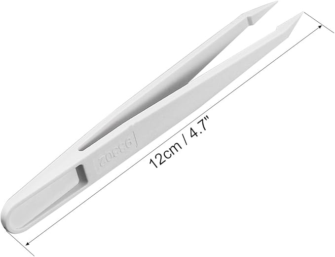 uxcell Plastic Anti-static Tweezers, Precision Slant Point Tip for Jewelry Craft DIY Beauty Electronics Repair Tool White 20 Pcs
