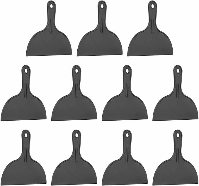 HARFINGTON 10pcs Putty Knife Scraper 8" Width Flexible Plastic Putty Knife Paint Scraper Tool for Taping Drywall Spreading Painting Wall Scratching Black