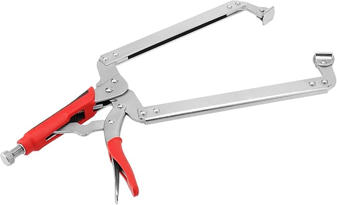 PINGEUI 4 PCS 18 Inch C Clamp Locking Pliers, Heavy Duty C Clamps with Swivel Pads and Rubber Handle Sleeve, Adjustable Welding Woodworking Tools, 7 Inch Max Jaw Opening