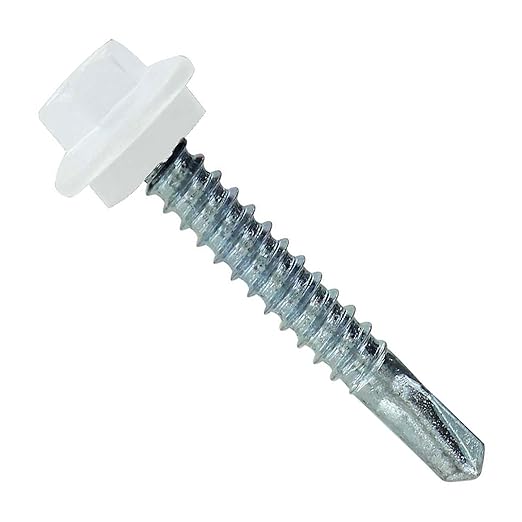 Fasteners Plus ST Fastening Maxx SteelBinder Metal to Metal #12 X 1-1/2" Bright White Screws with EPDM Rubber Washer, 250-Count - Designed for Roofing and Siding Panels