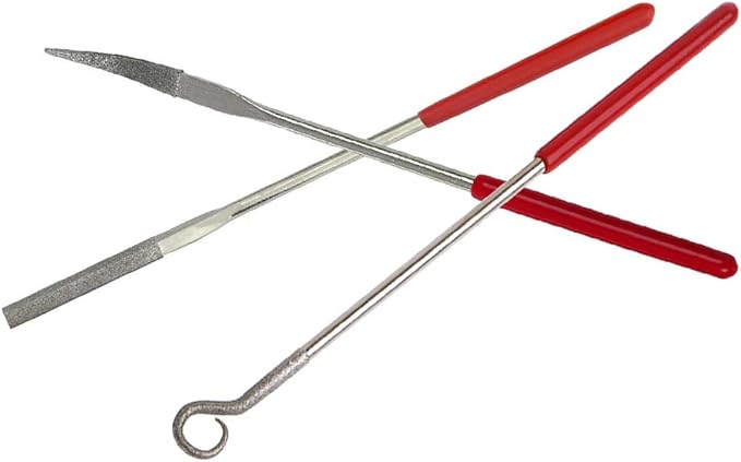 YAKAMOZ 10 Pcs Assorted Mini Diamond File Set Flat Needle Square Round Shape Rifler Files for Metal Jewelers Glass Wood Carving Craft Handy Curved Files Tool - 3x140mm