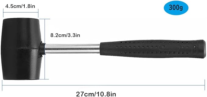 Rubber Mallet 300g Stainless Steel Tube Rubber Handle DIY Hand Tools