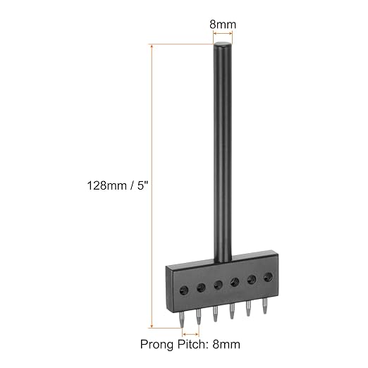 uxcell 6 Prong Leather Prong Punch Tool 8mm Steel Prong Row Round Hole Stitching Chisel for Leather Craft