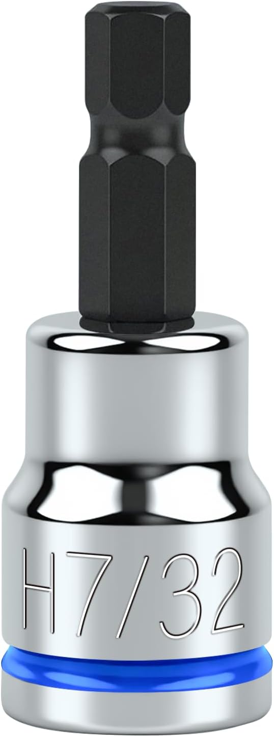 3/8 Inch Drive Hex Bit Socket, H7/32 Full Polished, Premium CR-V & S2 Alloy Steel Head Made for Auto/Mechanical