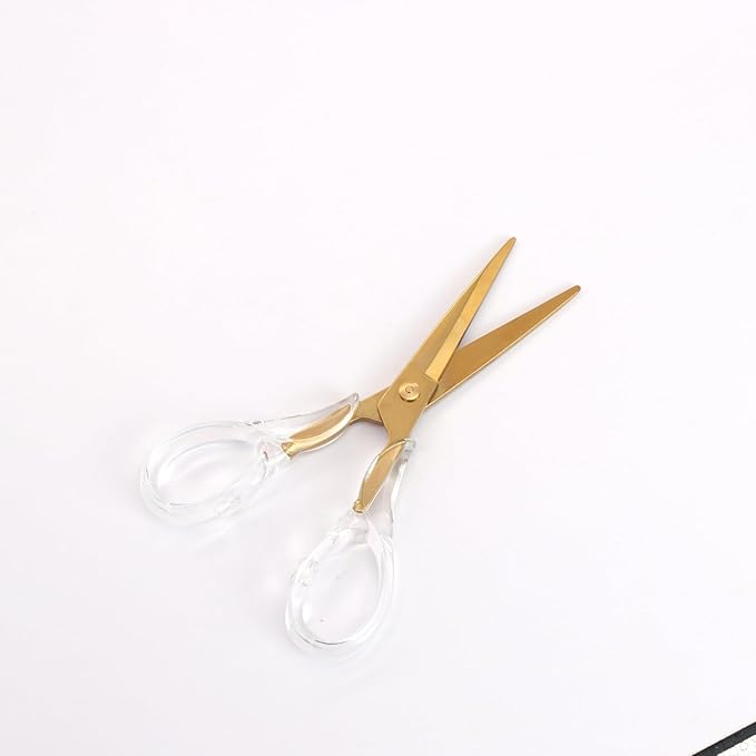 NatSumeBasics Gold Scissors Clear Acrylic Scissors 6.5" Craft Office Professional Shears for Home School Office Desk Accessories Stationery Supplies (Clear Gold)