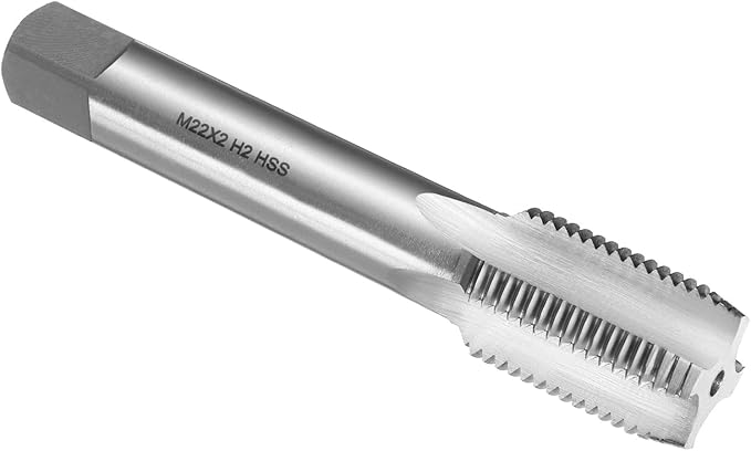 uxcell Hand Plug Tap M22 x 2 H2 Metric Thread Plug Style Taps Straight Flute Screw Tapping Threading Tool High Speed Steel HSS6542