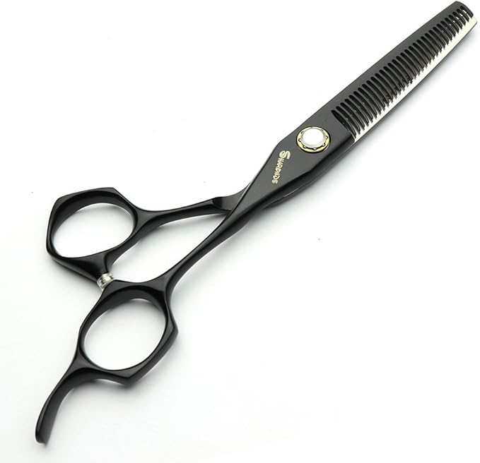 Black Hairdressing Scissors Professional Hair Scissors Pure Handmade 6 Inches (Cutting+Thinning)