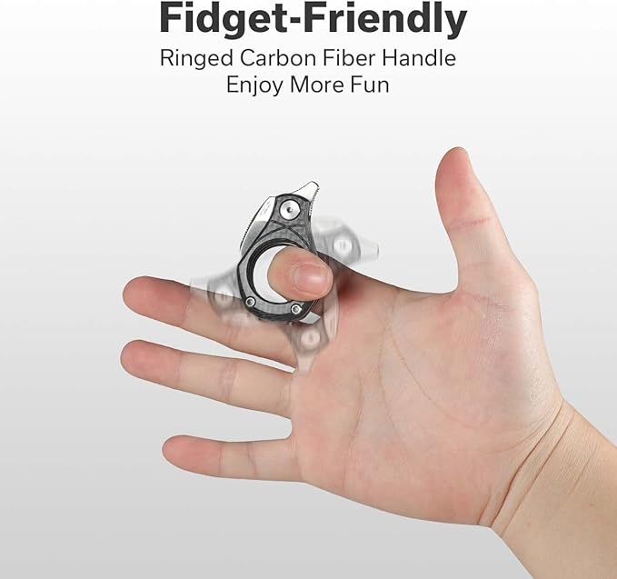 CIVIVI Pyrus Mini Keychain Knife (1 Piece), Small EDC Pocket Folding Box Cutter with 14C28N Blade & Carbon Fiber Ringed Handle, Christmas Stocking Stuffers Gift for Men Women C23038-3