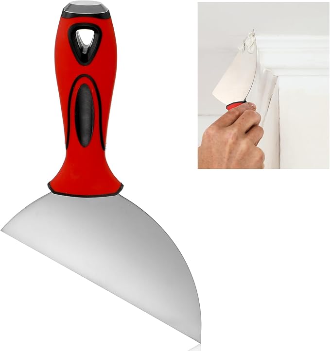 Lothee 6" Clipped Drywall Pointing Knife Metal Hammer End Professional Finishing Tools High-quality Drywall Knife for Work in Narrow Spaces Plasterboard
