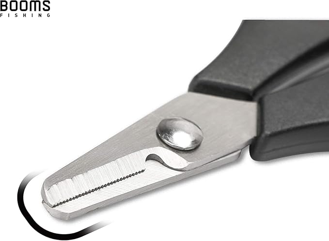 Booms Fishing Fishing Scissors for Braided Line, Fishing Line Cutter Saltwater and Freshwater, Fishing Serrated Shears with Retractor, S01