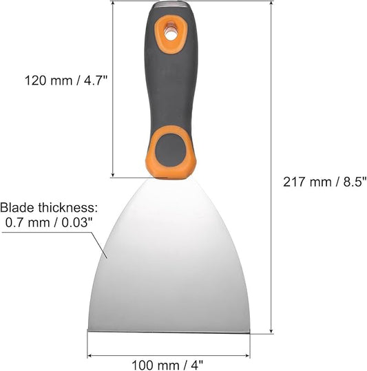 uxcell Putty Knife 4" Stainless Steel Paint Scraper Flexible Drywall Repair Mud Knife for Removing Cement Wallpaper Mud Adhesive Taping with Metal Hammer End
