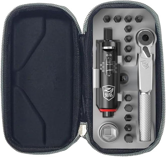 Real Avid Smart-Torq & X3 Driver Kit - Adjustable Limiter 15-65 In-Lbs, 3-in-1 X3 Driver Ratchet, T-Handle, Screwdriver, 12 Bits in a Compact Case